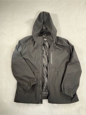 Pulse Black Hooded water -resistant lined zip off hood windbreaker